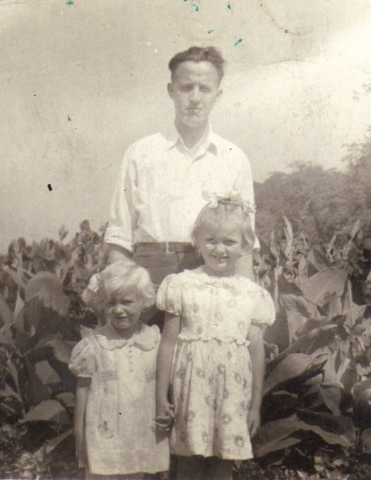Samuel Byers with daughters Patricia and Barbara, c.1939