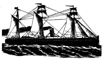 Steamship - woodcut